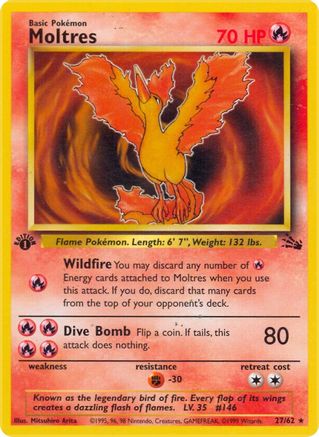 Moltres (27) 027/62 - 1st Edition Fossil - Rare