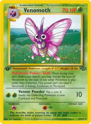Venomoth (29) 029/64 - 1st Edition Jungle - Rare
