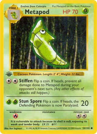 Metapod 054/102 - Unlimited Base Set Shadowless - Common