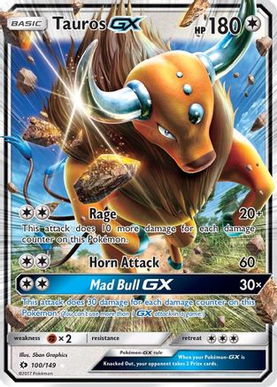 Tauros GX 100/149 - Holofoil SM Base Set - Ultra Rare