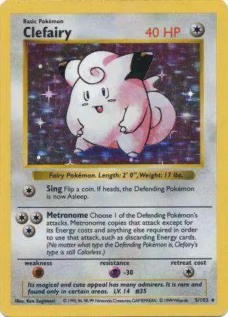 Clefairy 005 - Unlimited Holofoil Base Set Shadowless - Holo Rare