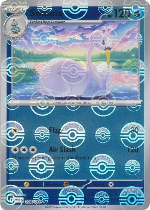 Swanna (Poke Ball Pattern) 026/086 - Holofoil SV White Flare - Uncommon