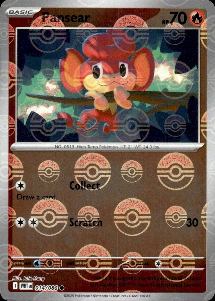 Pansear (Poke Ball Pattern) 014/086 - Holofoil SV White Flare - Common