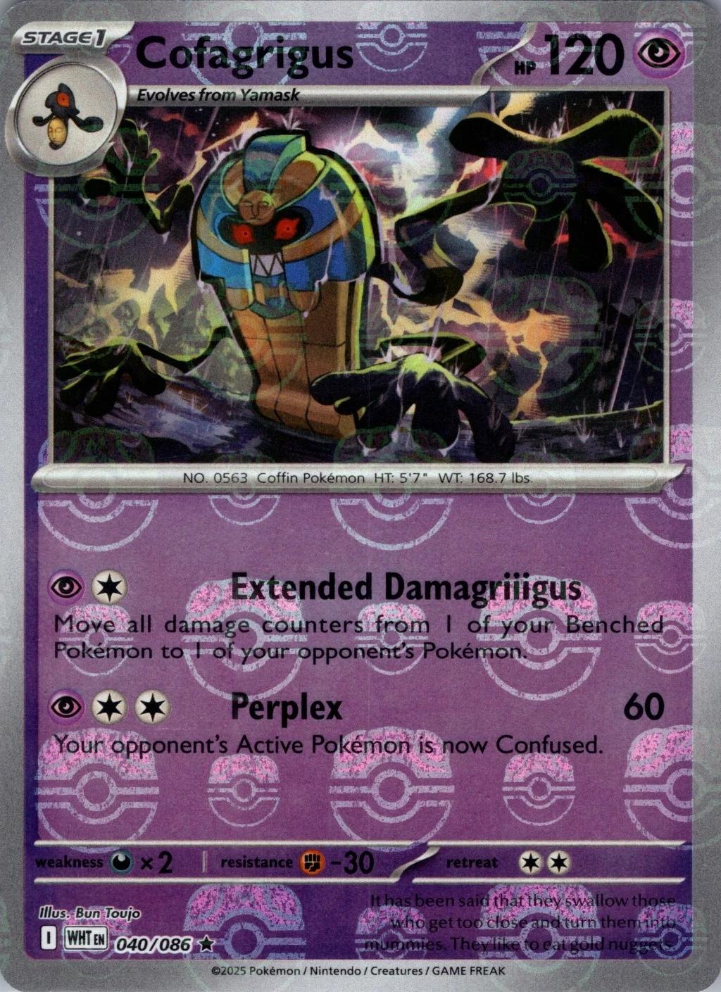 Cofagrigus (Master Ball Pattern) 040/086 - Holofoil SV White Flare - Rare