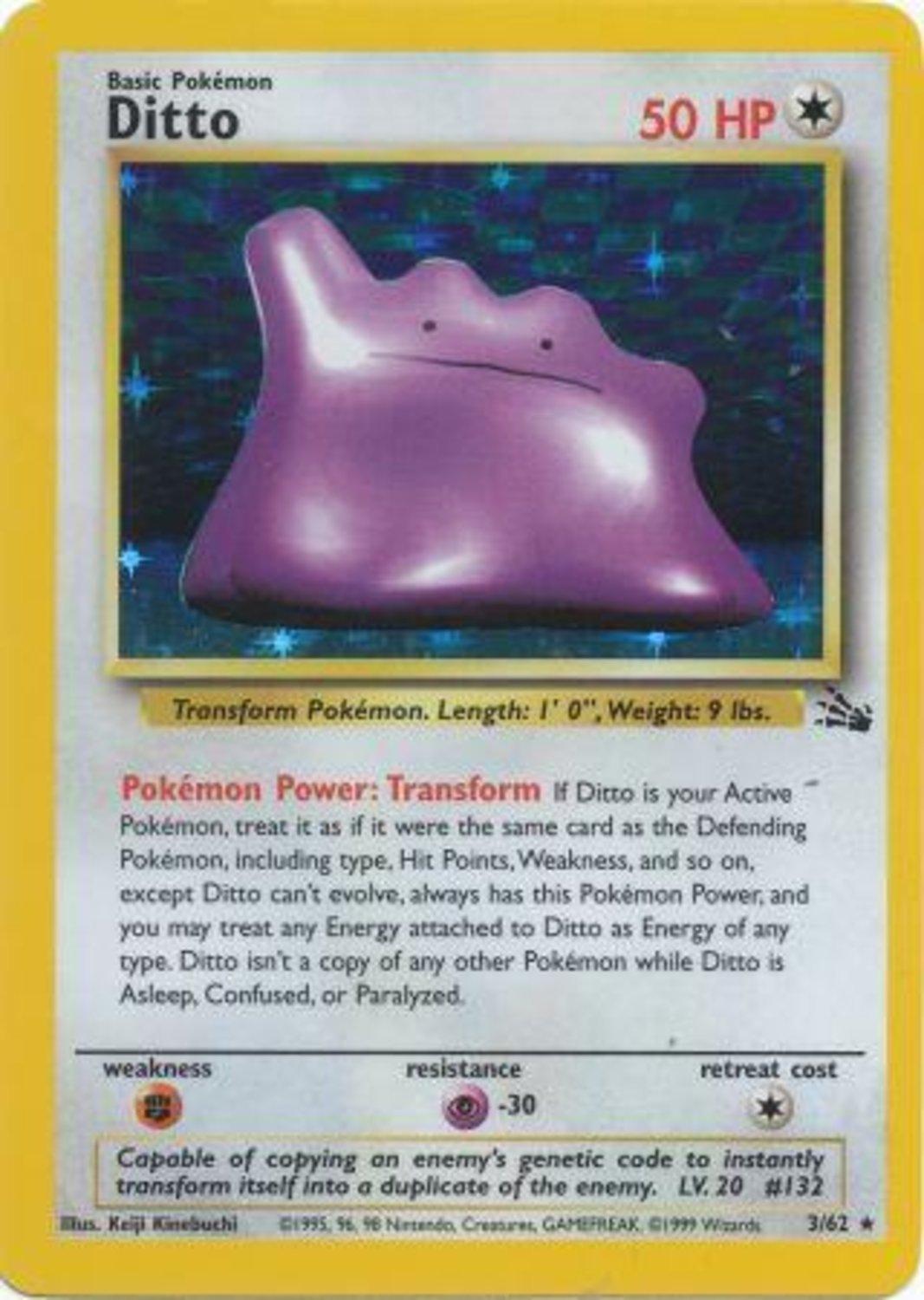Ditto (3) 003/62 - Unlimited Holofoil Fossil - Holo Rare