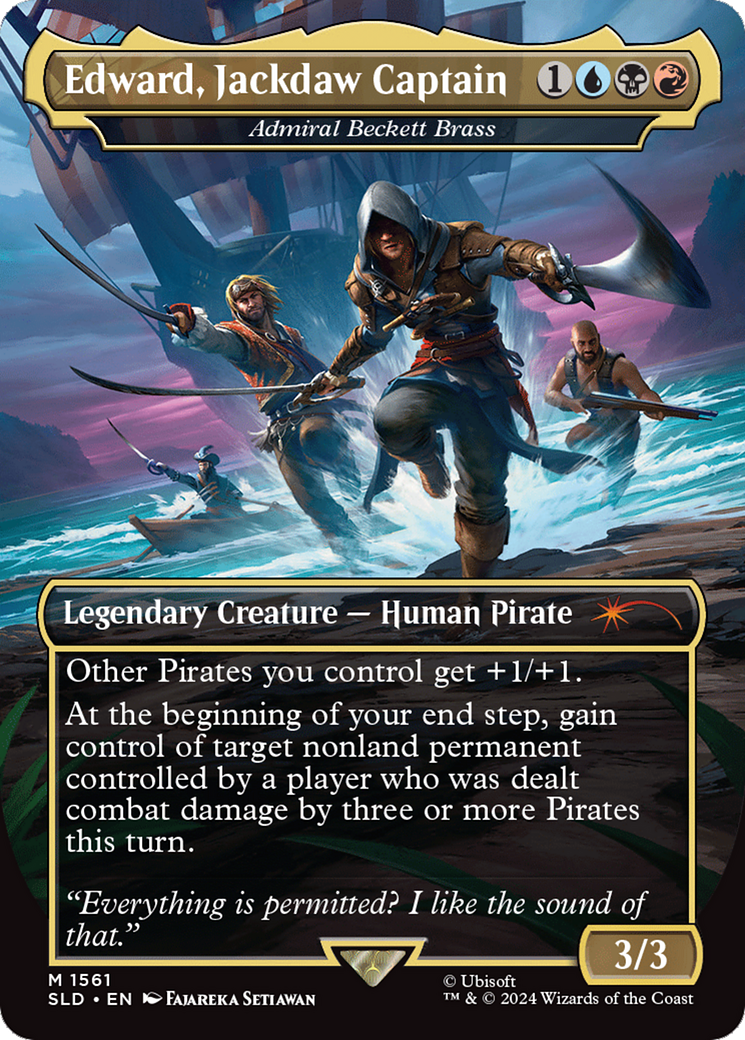 Edward, Jackdaw Captain - Admiral Beckett Brass (SLD-1561) - Secret Lair Drop / Edward, Jackdaw Captain (Borderless) Foil