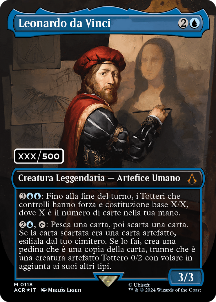 Leonardo da Vinci (Italian) (Serial Numbered) (ACR-118Z) - Assassin's Creed (Borderless) Foil