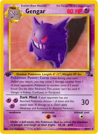 Gengar (20) 020/62 - Unlimited Fossil - Rare