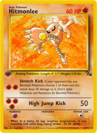 Hitmonlee (22) 022/62 - 1st Edition Fossil - Rare