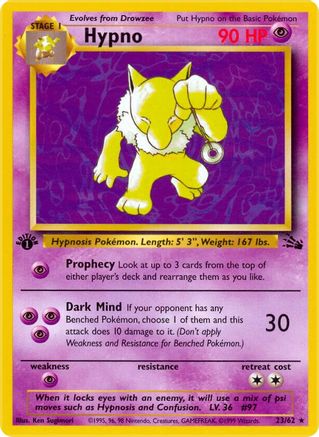 Hypno (23) 023/62 - 1st Edition Fossil - Rare