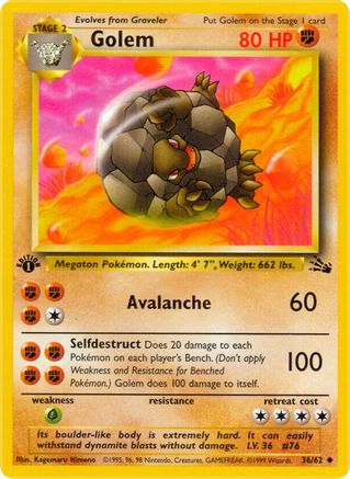 Golem 036/62 - Unlimited Fossil - Uncommon