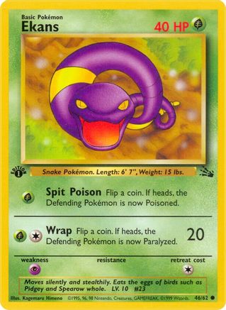 Ekans 046/62 - 1st Edition Fossil - Common