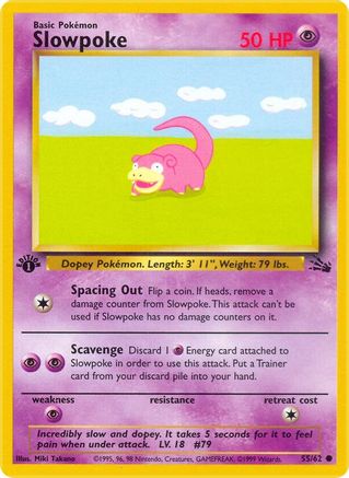 Slowpoke 055/62 - 1st Edition Fossil - Common