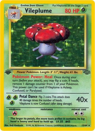 Vileplume (15) 015/64 - 1st Edition Holofoil Jungle - Holo Rare