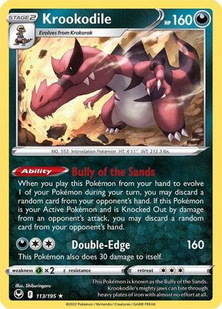 Krookodile 113/195 - Reverse Holofoil SWSH12 Silver Tempest - Holo Rare