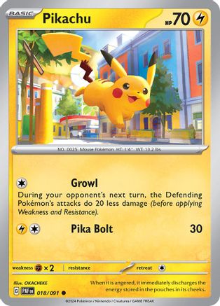 Pikachu 018/091 SV Paldean Fates - Common