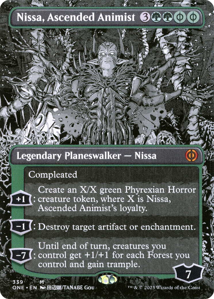 Nissa, Ascended Animist (Borderless) (ONE-339) - Phyrexia: All Will Be One: (Showcase) (Borderless)