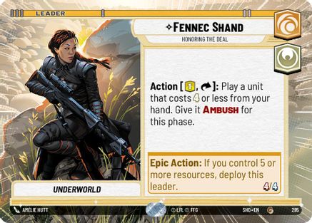 Fennec Shand - Honoring the Deal (Hyperspace) (295) - Shadows of the Galaxy