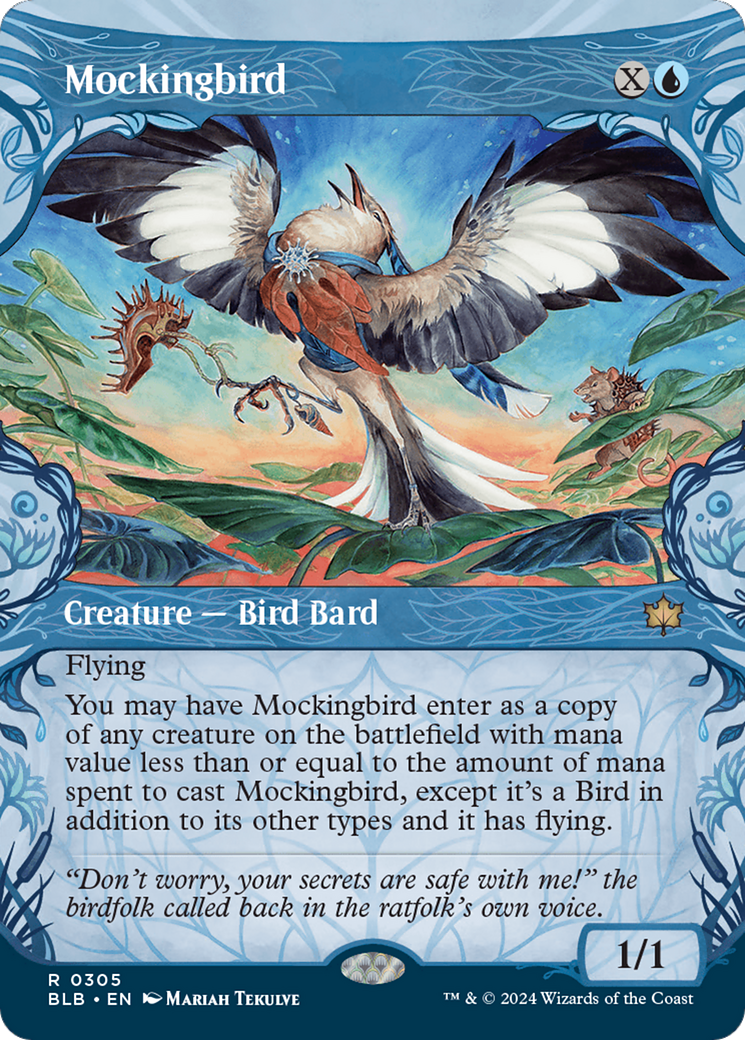 Mockingbird (BLB-305) - Bloomburrow: (Showcase) (Borderless) Foil