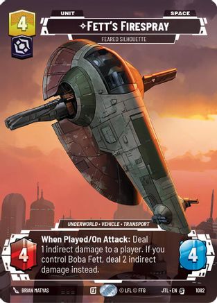 Fett's Firespray - Feared Silhouette (Prestige Foil) (1082) - Jump to Lightspeed Foil