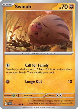 Swinub 077/159 - Reverse Holofoil SV09 Journey Together - Common