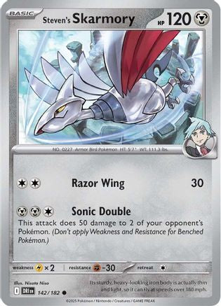 Steven's Skarmory 142 - Reverse Holofoil SV10 Destined Rivals - Common
