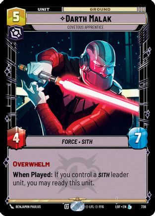 Darth Malak - Covetous Apprentice (Foil) (736) - Legends of the Force Foil