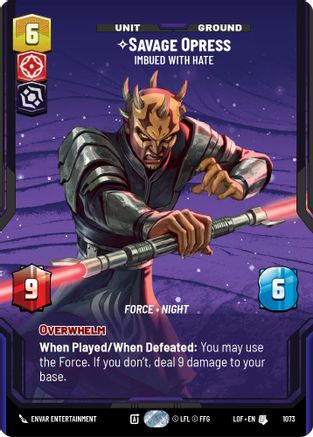 Savage Opress - Imbued With Hate (Prestige Foil) (1073) - Legends of the Force Foil