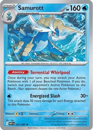 Samurott 023/086 - Holofoil SV White Flare - Rare