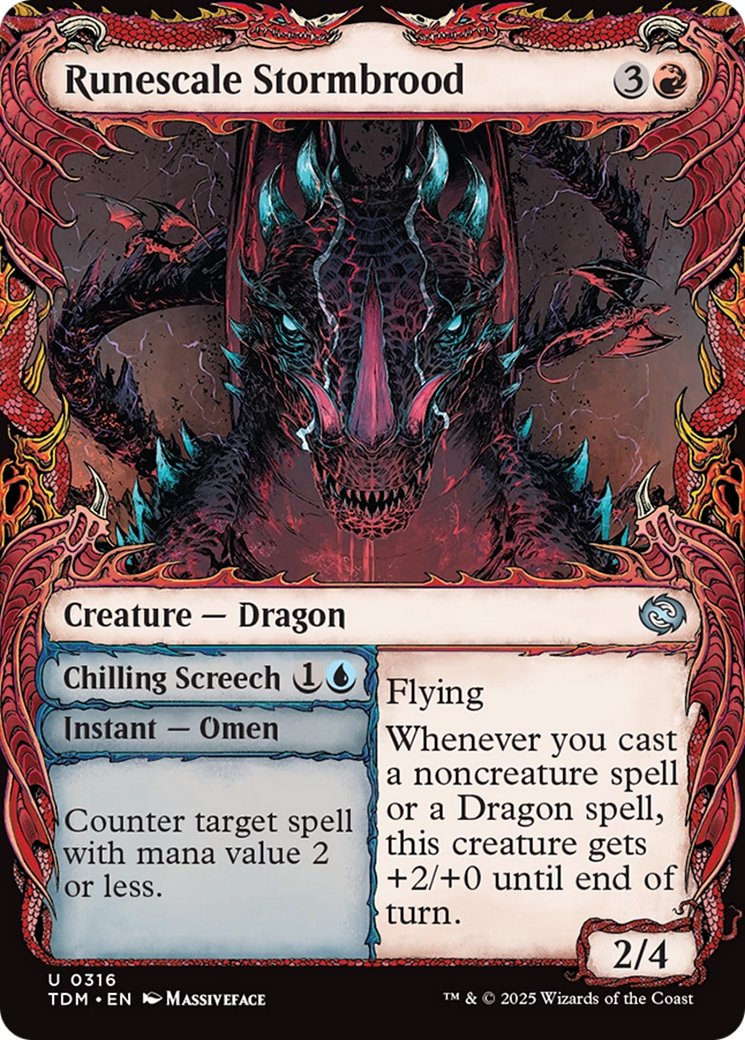 Runescale Stormbrood // Chilling Screech (TDM-316) - Tarkir: Dragonstorm: (Showcase) Foil