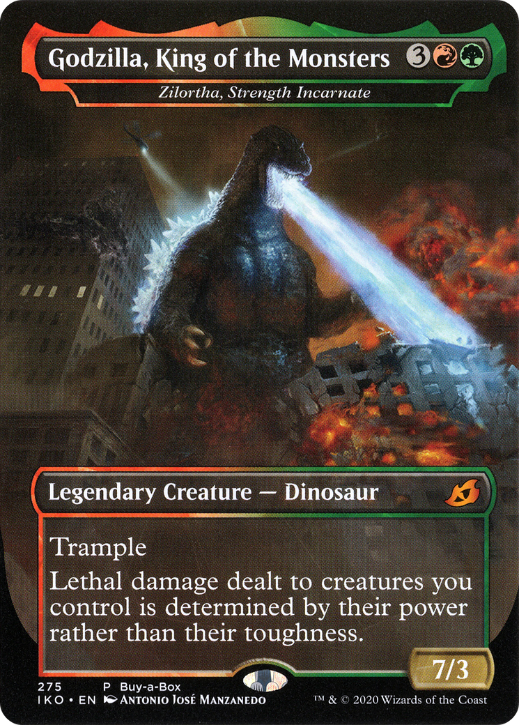 Godzilla, King of the Monsters - Zilortha, Strength Incarnate (IKO-275) - Ikoria: Lair of Behemoths Buy-A-Box Promo (Borderless) Foil