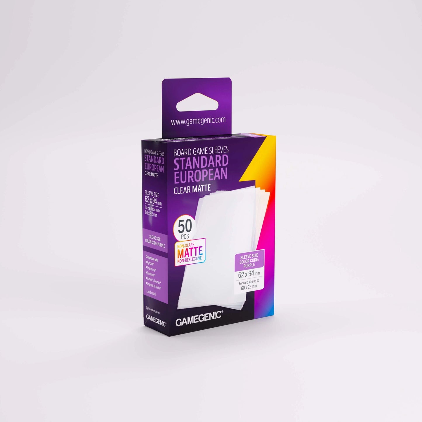 Board Game Sleeves Standard European Clear Matte