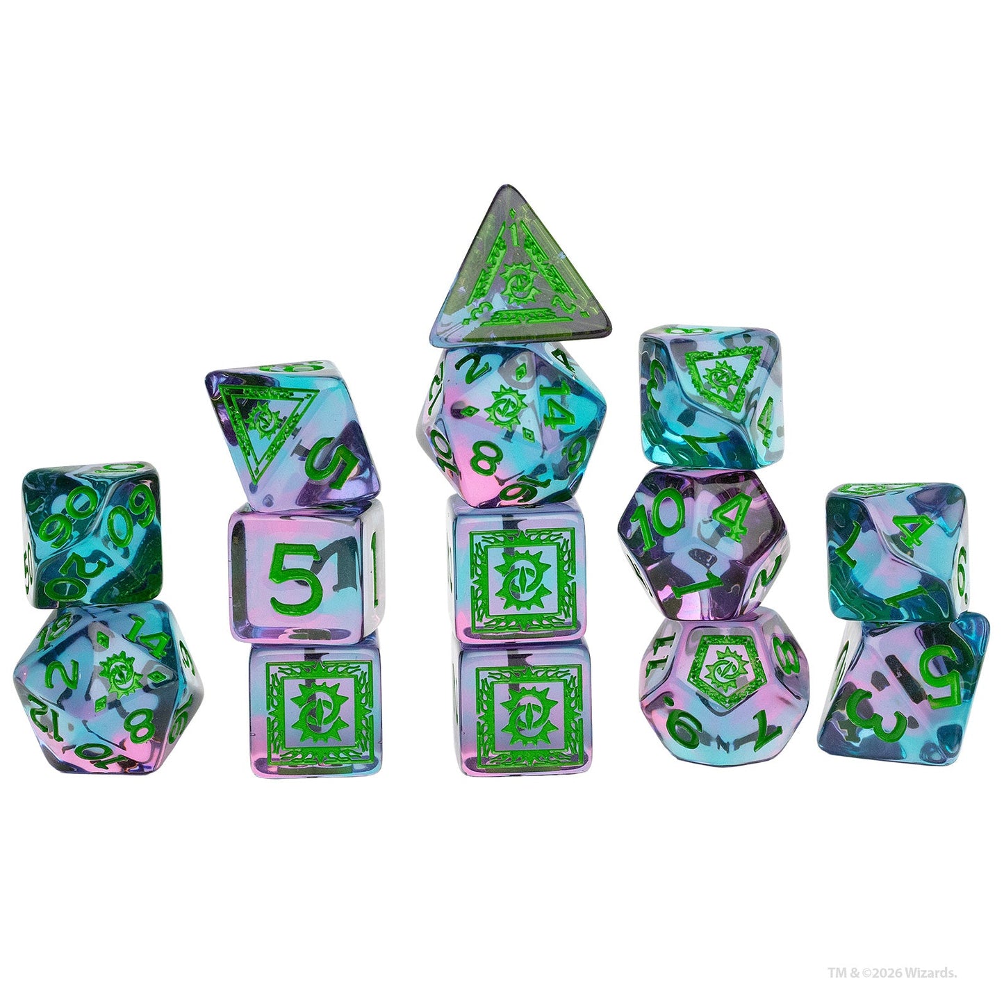 D&D Adventure Dice Set - Warlock - Purple, Green