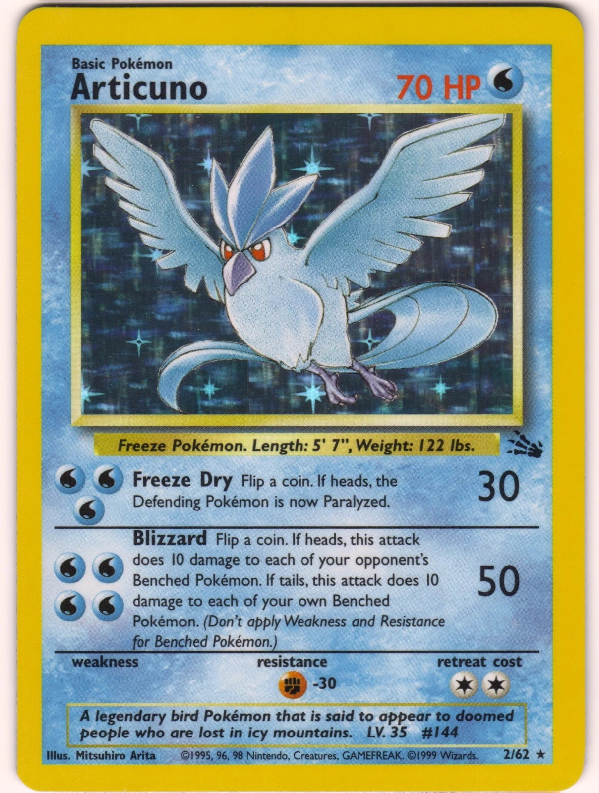 Articuno (2) 002/62 - Unlimited Holofoil Fossil - Holo Rare