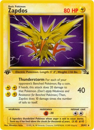 Zapdos (30) 030/62  - Unlimited Fossil - Rare