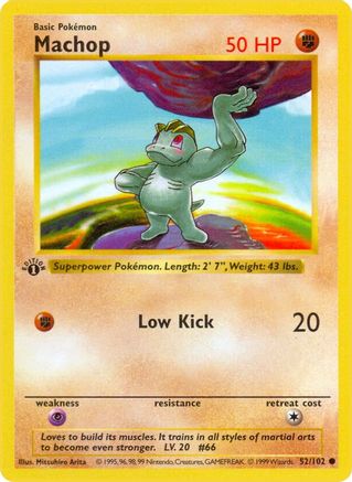 Machop 052/102  - Unlimited Base Set Shadowless - Common