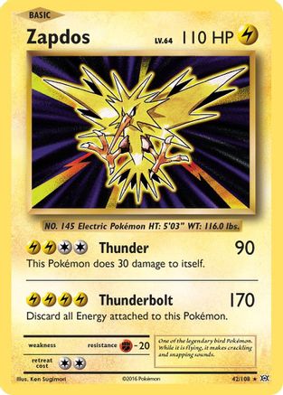 Zapdos 042/108 - Reverse Holofoil XY  Evolutions - Holo Rare