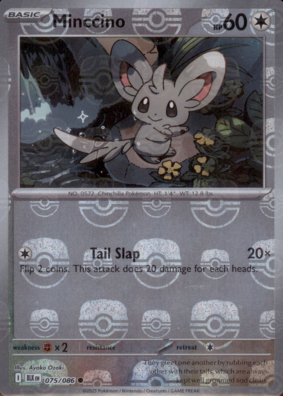 Minccino (Master Ball Pattern) 075/086  - Holofoil SV Black Bolt - Common