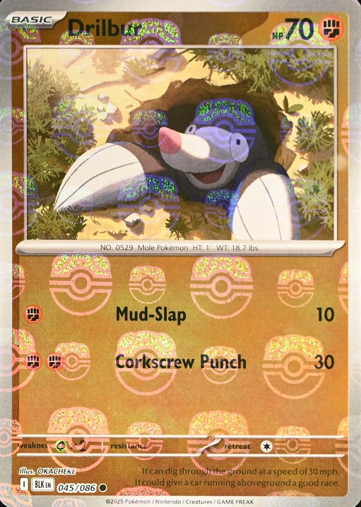 Drilbur (Master Ball Pattern) 045/086  - Holofoil SV Black Bolt - Common