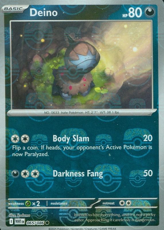 Deino (Master Ball Pattern) 065/086  - Holofoil SV White Flare - Common