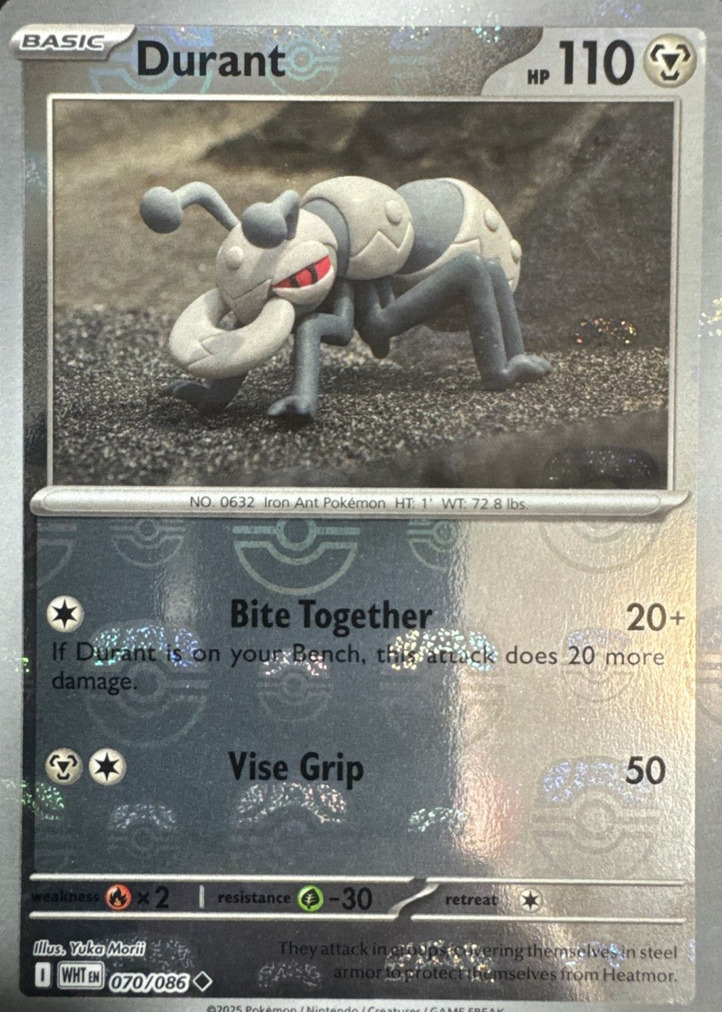 Durant (Master Ball Pattern) 070/086  - Holofoil SV White Flare - Uncommon