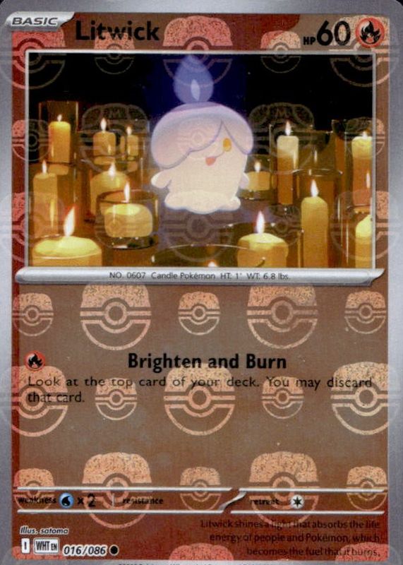 Litwick (Master Ball Pattern) 016/086  - Holofoil SV White Flare - Common