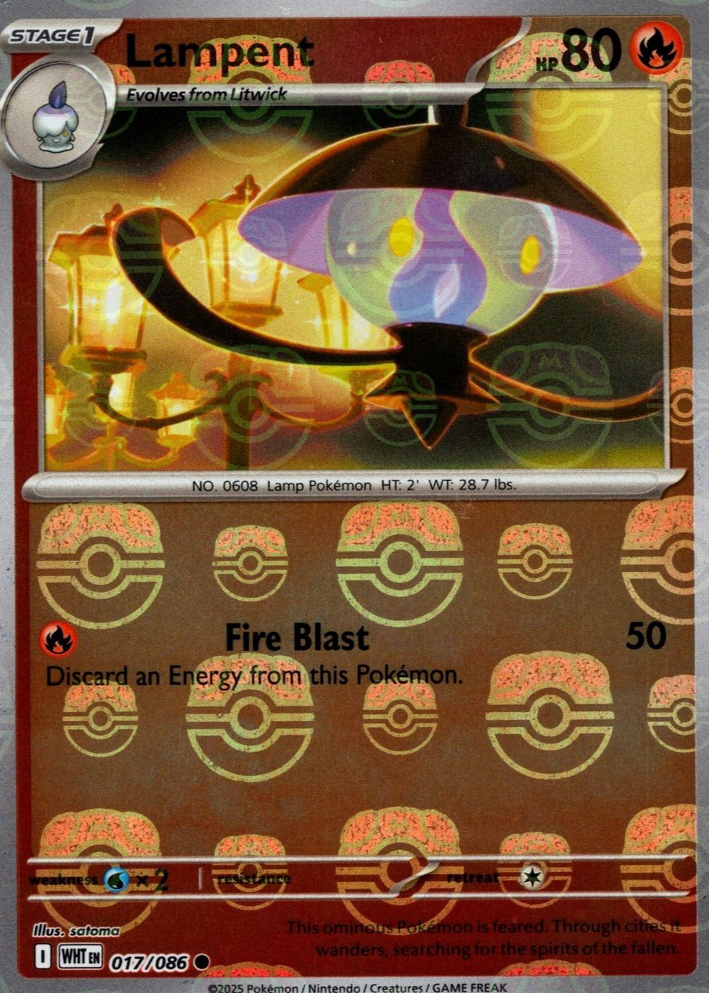 Lampent (Master Ball Pattern) 017/086  - Holofoil SV White Flare - Common