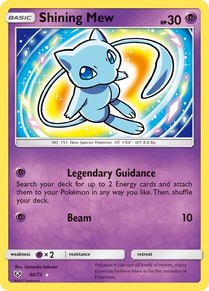 Shining Mew 040/73 - Holofoil Shining Legends - Shiny Holo Rare