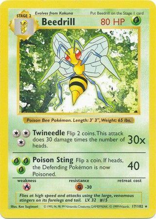 Beedrill 017/102  - Unlimited Base Set Shadowless - Rare