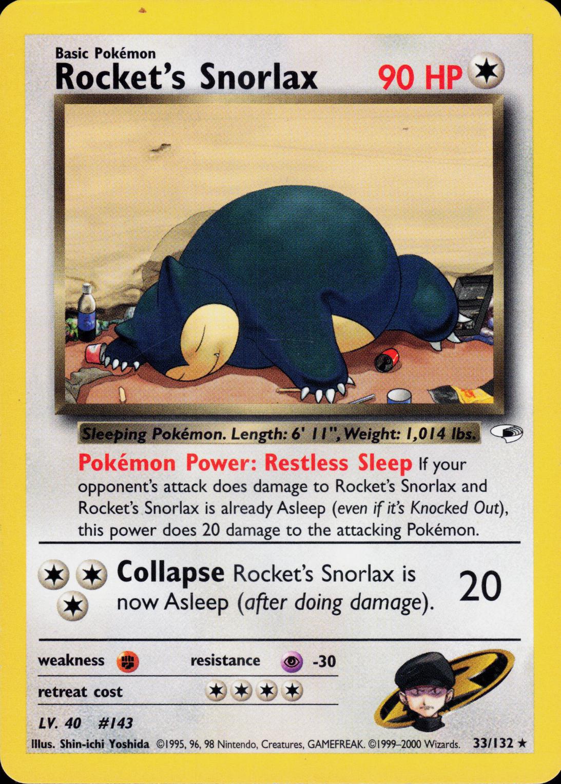 Rocket's Snorlax 033  - Unlimited Gym Heroes - Rare