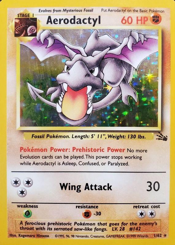 Aerodactyl (1) 001/62  - Unlimited Holofoil Fossil - Holo Rare