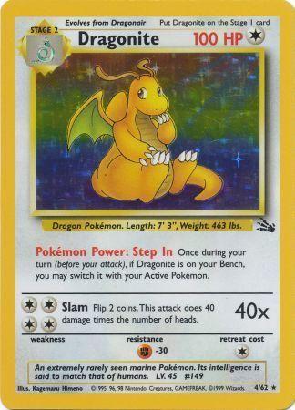 Dragonite (4) 004/62  - Unlimited Holofoil Fossil - Holo Rare