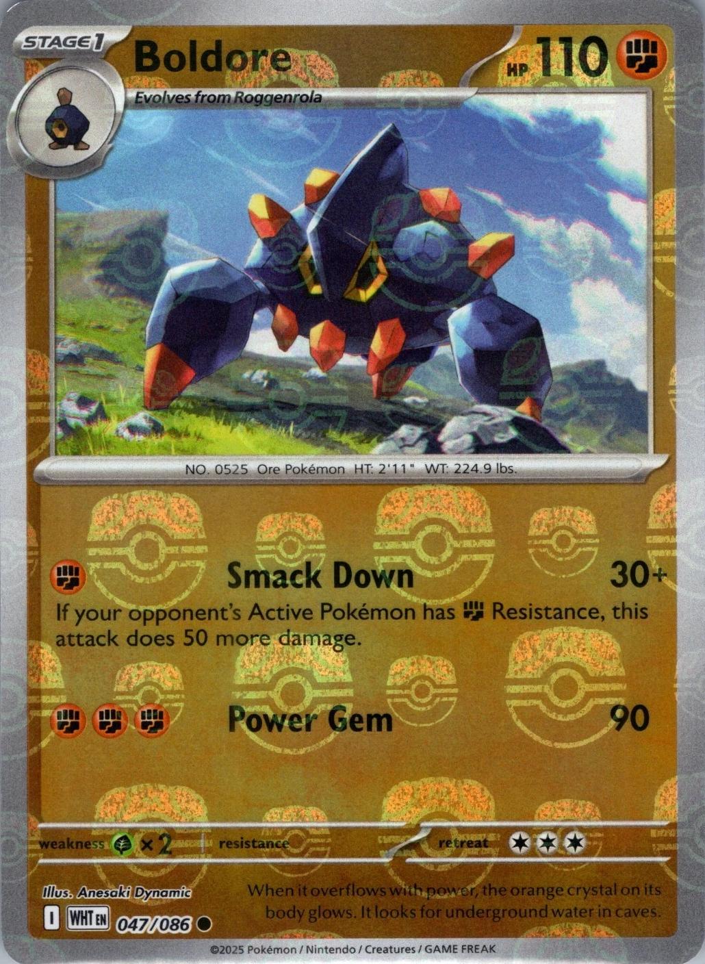 Boldore (Master Ball Pattern) 047/086  - Holofoil SV White Flare - Common