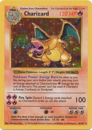 Charizard 004  - Unlimited Holofoil Base Set Shadowless - Holo Rare